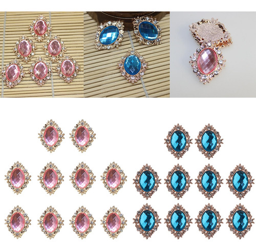 10pcs Rhinestone Flat Back Beads Button Scrapbook Embellment