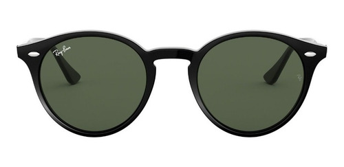 Imagen 5 de 5 de Anteojos de sol Ray-Ban Round RB2180 Standard con marco de propionato color polished black, lente green de plástico clásica, varilla polished black de propionato