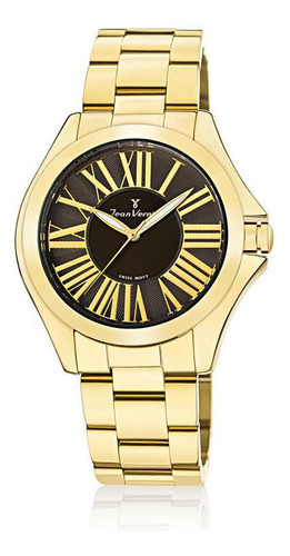 Relógio Pulso Jean Vernier Feminino Aço Dourado Jv01125
