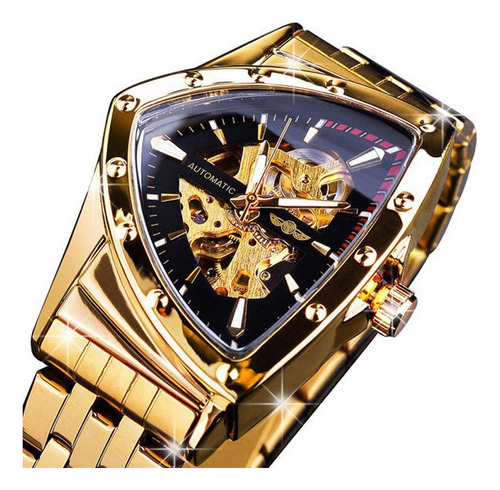 Reloj Mecánico De Oro Transparente Con Calavera Para Hombre