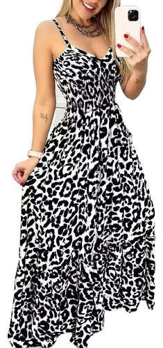 Vestido Largo Sexy De Talla Grande Con Estampado De Leopardo