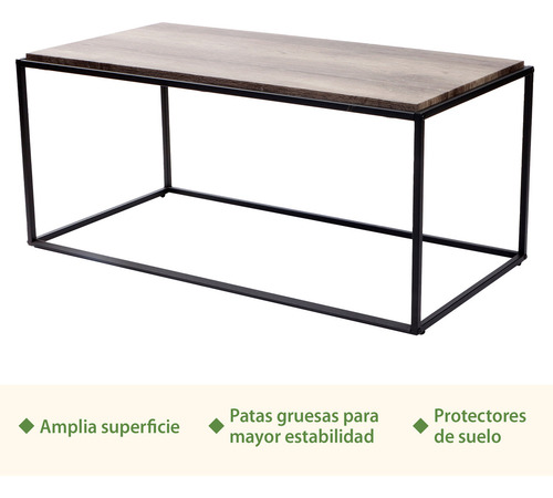 Mesa De Centro Auxiliar Sala Rectangular Marrón Minimalista Color Marrón Oscuro