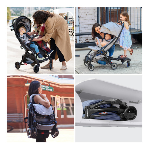 Cochecito De Viaje Pequeño Plegable Ligero Respaldo Ajustabl Negro Color Del Chasis