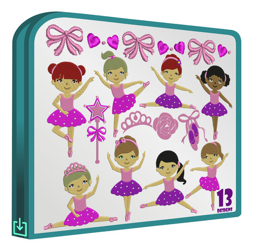 Bailarinas Ballet V2 Set 13 Matrices Bordadoras Bordar Ropa