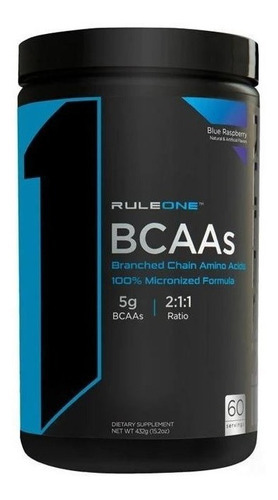 Rule 1 Bcaas Aminoácidos De Cadena Ramificada 432g 60srv Sabor Blue Raspberry