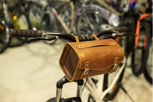 Bolsa Cuero Para Bicicleta Herramienta Bufalo Alforja Marron