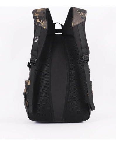 Mochila De Espalda Elf 30lts 3658 Color Negro Y Marrón Diseño De La Tela Geométrico