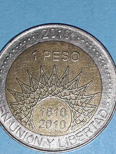Moneda De 1 Peso Del Año 2010 Vicentenario ( Aconcagua)