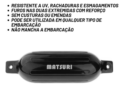 Defensa G2 Kit 6 Para Embarcação Em Pvc Preta Lancha Matsuri