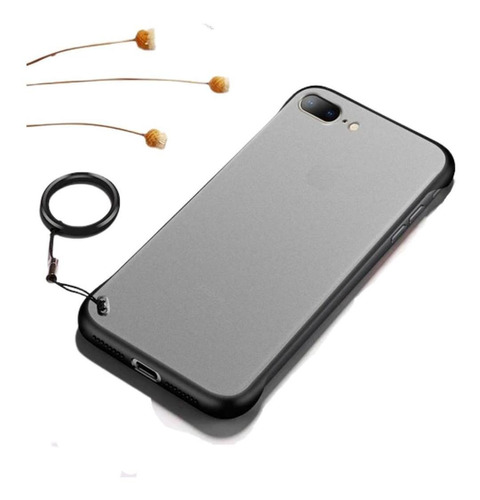 Carcasa Con Anillo Metálico Para iPhone 7 Plus  / 8 P Negro