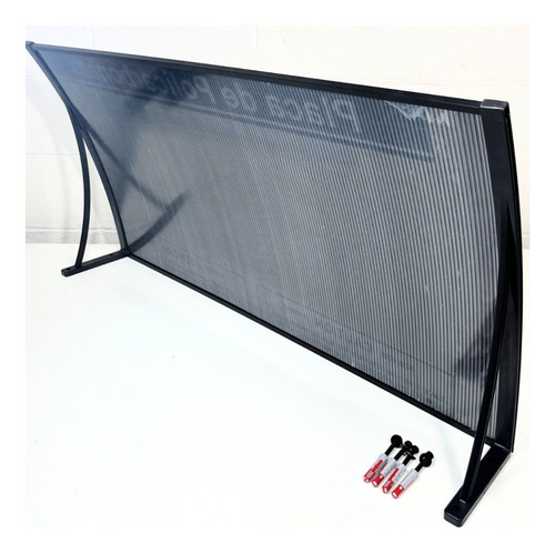 Toldo Policarbonato 1,00 X 0,50m Preto Com Kit De Instalação