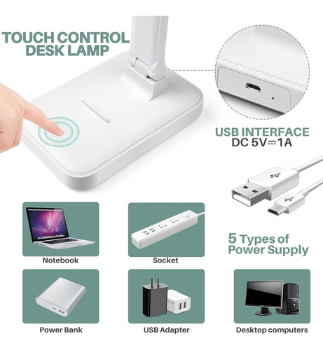 Lámpara De Escritorio Led Con Control Táctil Para Lectura, S