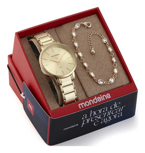 Relógio Mondaine Feminino Colar De Pedras 32561lpmkde1k1 Kit