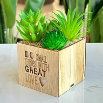 Comprar Planta Artificial Suculenta Maceta Madera Al 7cm X Ancho 7cm