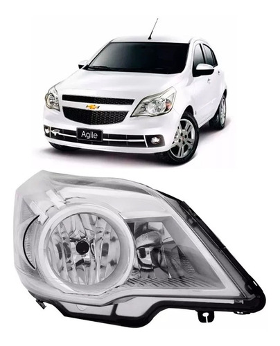 Optica P/ Chevrolet Agile 2009 A 2013 Fondo Cromado Derecha