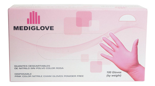 Guantes descartables antideslizantes Mediglove color rosa talle L de nitrilo x 100 unidades