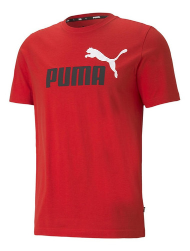 Polera Algodón Puma Ess+ 2 Col Logo Tee Rojo Hombre