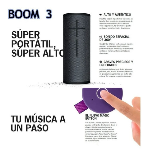 Parlante Ultimate Ears Ue Boom 3 Portátil Bluetooth Azul