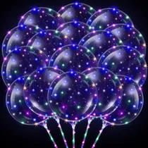 Comprar 50 Globos Luminosos Burbuja Cristal Led Alambre Con Palitos