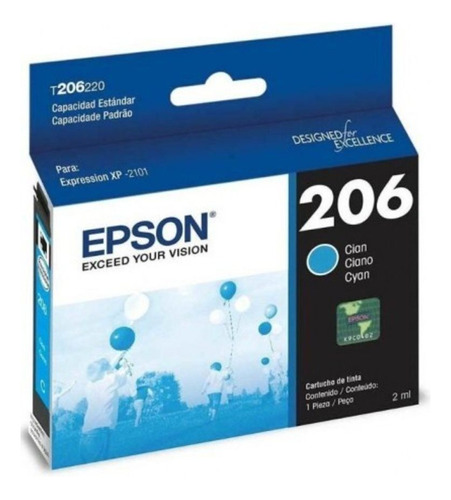 Tinta Epson 206 Cyan Original Xp 2101 T206220