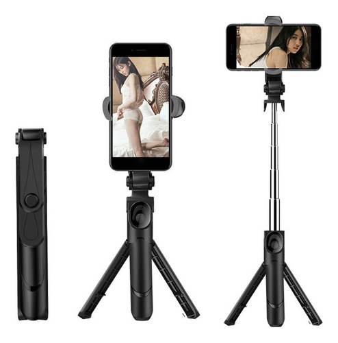A Todo En 1 Palo Selfie Trípode Bluetooth De Mano Negro