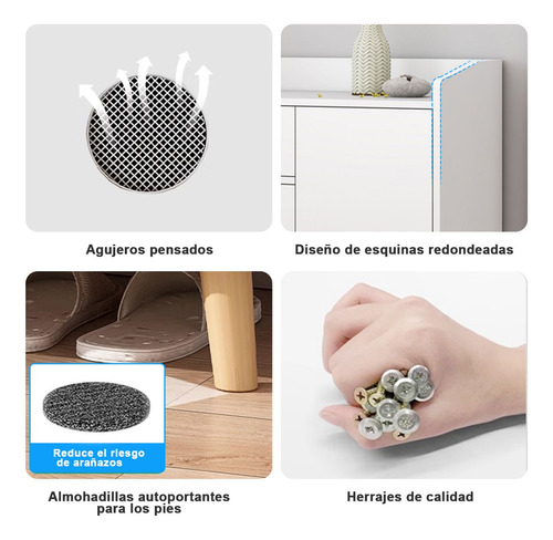 Zapatero Madera 3puertas + Cajón Antihumedad (blanco) Blanco