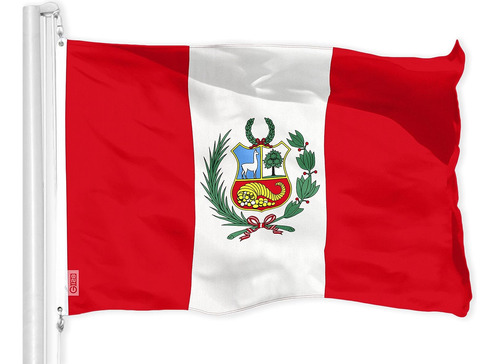 Bandera De Perú G128, Poliéster, Para Colgar, 90x150 Cm