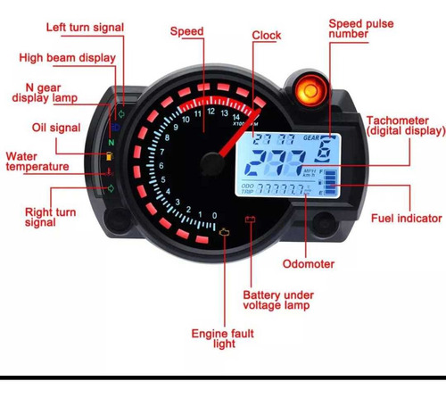 Tablero Odómetro Velocímetro Digital Universal Moto + Sensor