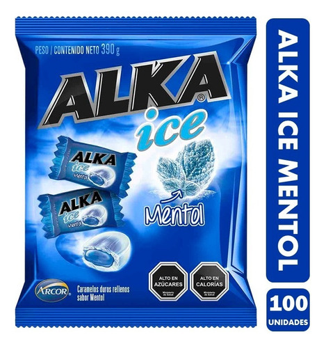 Caramelo Alka Ice Mentol Bolsa De 100 Unidades