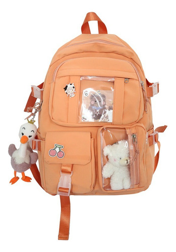 Mochila  Kawaii Hidrófugo Colegio Nailon Niña Bolso Peluche