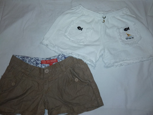 Shorts De Dama M Gabardina Beige Casi Nuevo Divino 