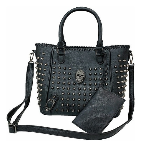 Bolso Mujer Remachado Negro Calavera Hombro Bandolera 4