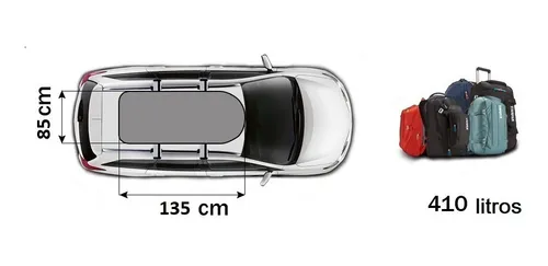 Valija De Techo 410 Lts + Barra Aluminio Nissan Kicks