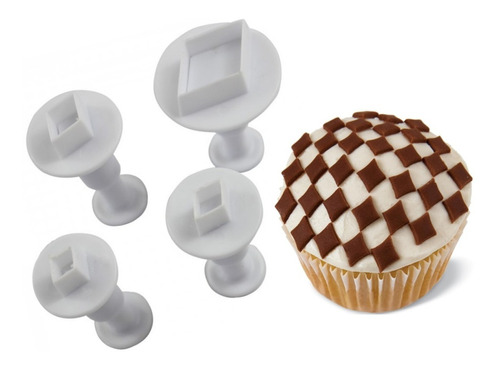 Cortantes Expulsor Set 4 Mini Rombo Fondant Porcelana