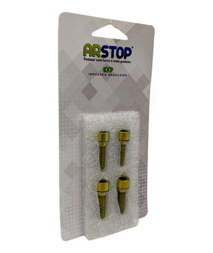 Parafuso Titanio Arstop Bike P/ Pinça De Freio 4un Dourado