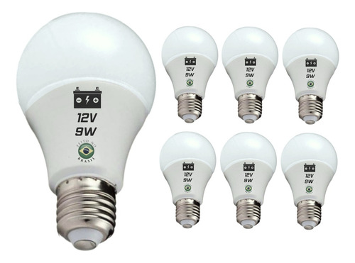 Lâmpada Led 12 Volts Luz Branca Led 9w 800 Lumens Kit 7un