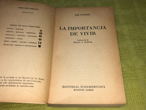 La Importancia De Vivir - Lin Yutang - Sudamericana