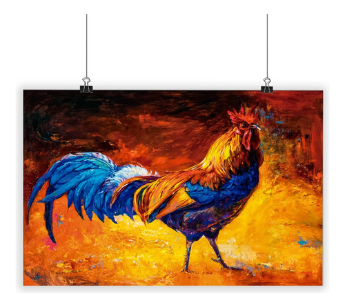 Cuadro De Pvc Con Poster Laminado Gallo Oleo 60x90cm