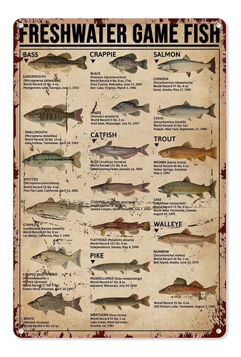 Cartel De Metal De Aluminio De Peces, Peces De Agua Dulce, P