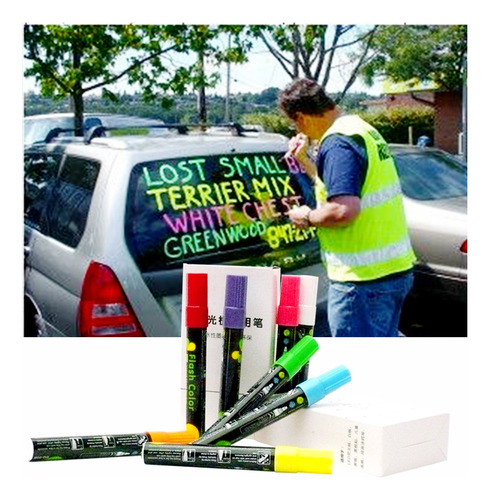 Plumones Para Pizarra Led Flourecente Pack 8 Colores ..
