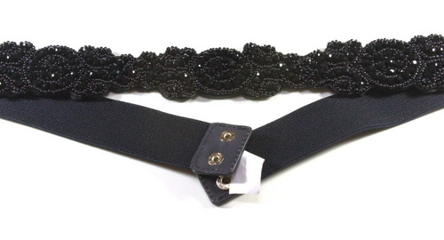 Imagem 5 de 5 de Lindo Cinto Elástico Feminino Preto Festa Com Pedras