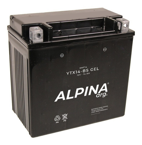 Imagen 2 de 4 de Bateria Alpina Ytx14-bs Gel Libre De Mantenimiento