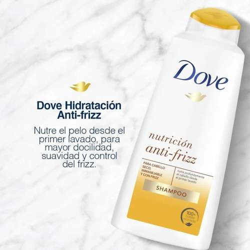 Shampoo Anti-frizz Cabello Seco Dove Nutrición 675ml 2 Pack