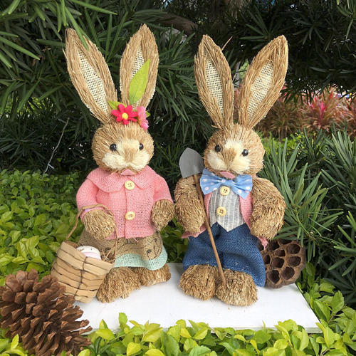 2 Uds De Pascua De Paja Hecho A Mano 35cm Adornos Estilo G
