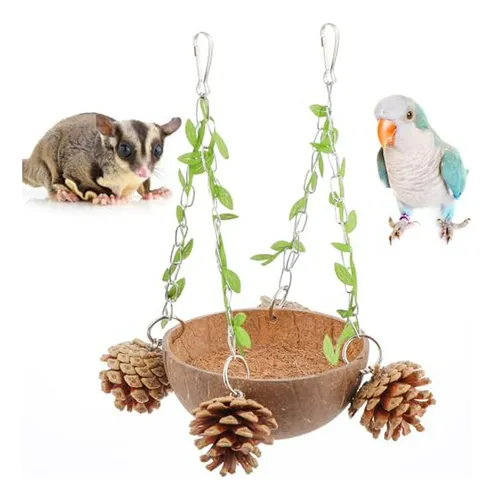Columpio Hecho De Coco Para Aves Pequeñas