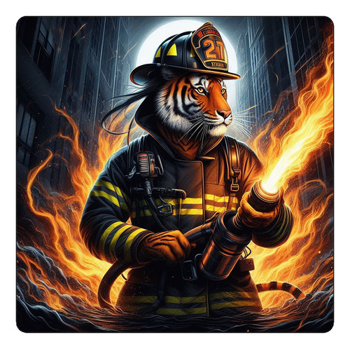Mousepad Tigre Bombero Fireman Heroe Valiente M4