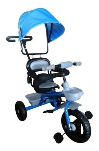 Triciclo Velotrol Infantil Com Capota E Haste Azul Importway