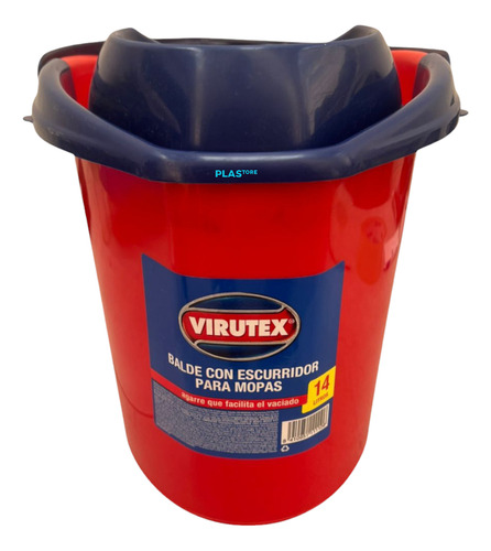 Balde Con Estrujador Para Mopas Virutex 14 Lts