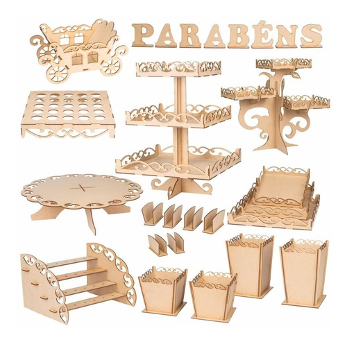 Kit Festa Provençal Arabesco Mdf Cru 31 Peças