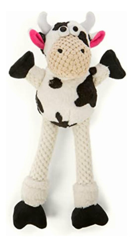 Godog Checkers Skinny Cow Squeaky Plush Dog Toy, Chew Guard